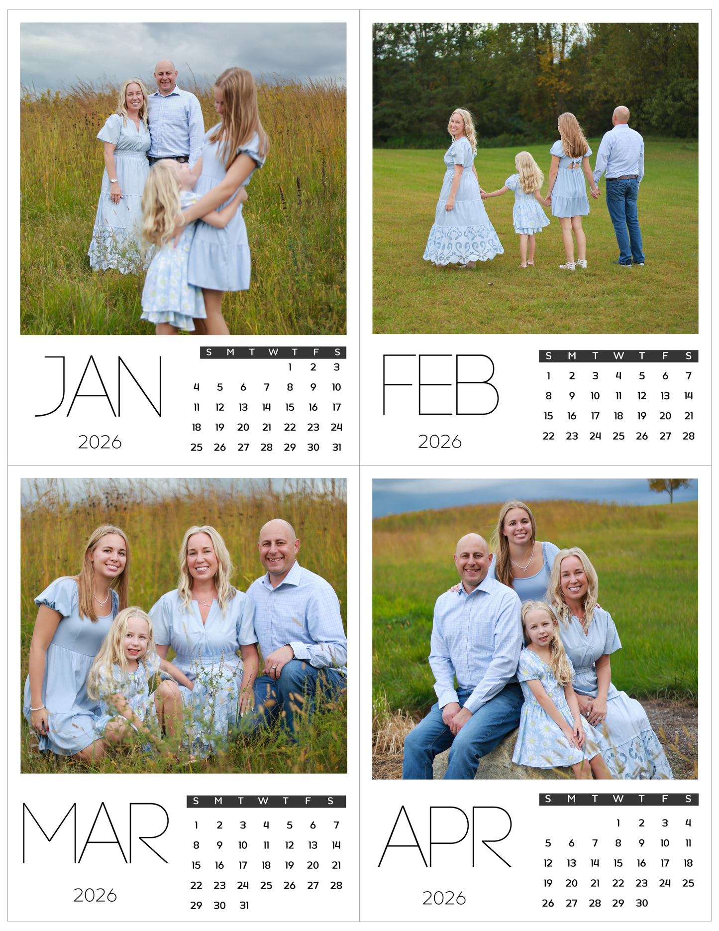 12 Month Custom Photo Calendar Set