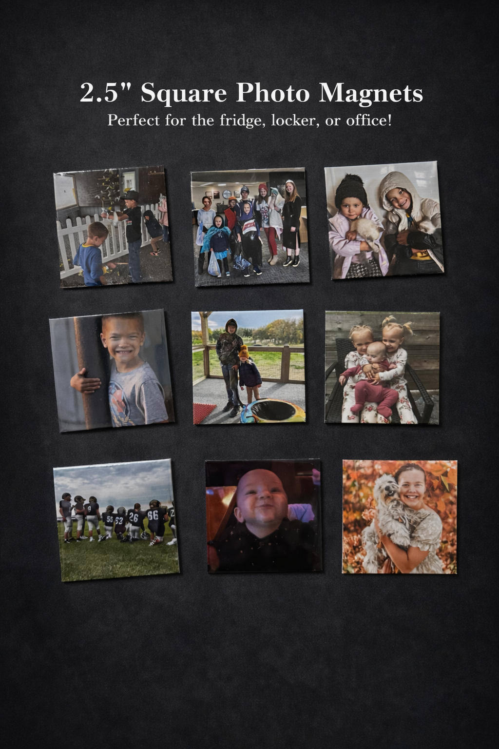 Set of 9 custom 2.5in square magnets