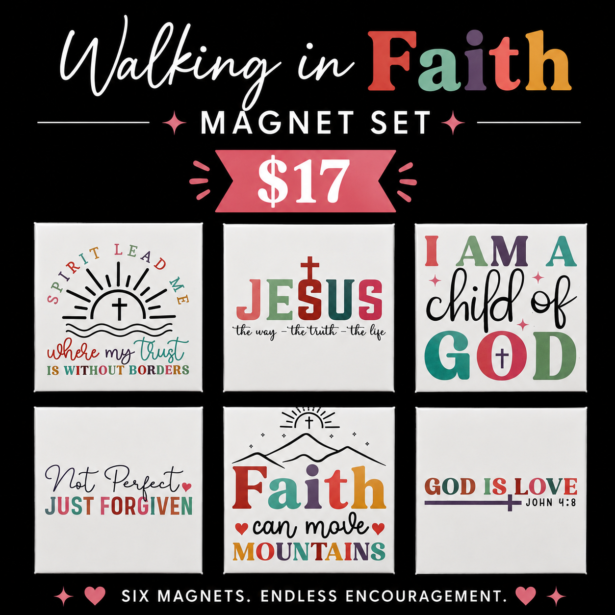 Walking in Faith Magnet Set