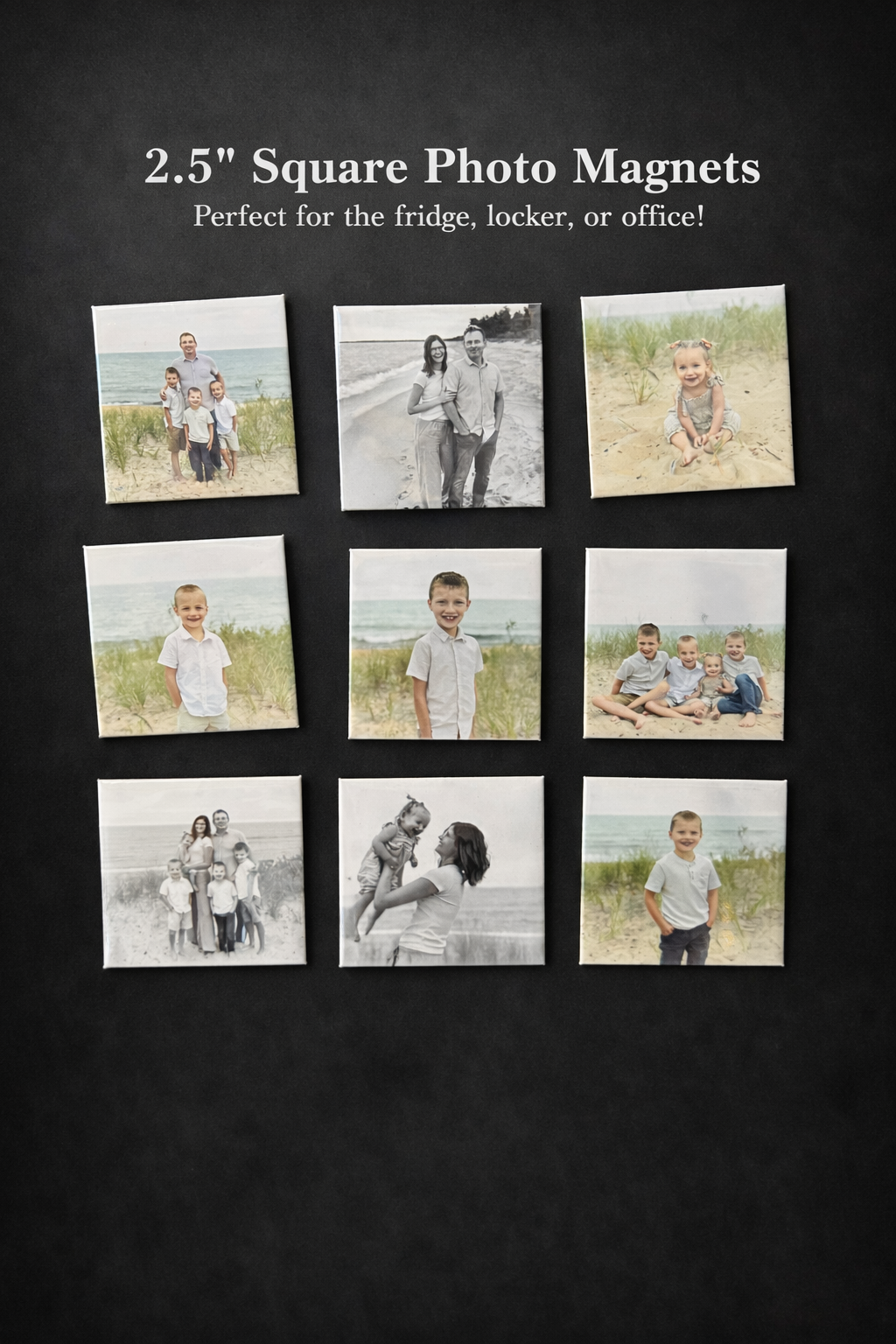 Set of 9 custom 2.5in square magnets